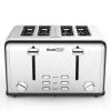 Toaster 4 Slice, Stainless Steel Extra-Wide Slot Toaster with Dual Control Panels of Bagel/Defrost/Cancel Function, 6 Toasting Bread Shade Settings