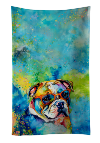 English Bulldog Hippie Dawg Kitchen Towel (Color: 194030852934)